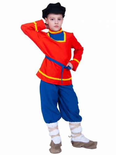 Русский народный костюм для мальчика Хохлома с золотом